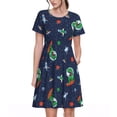 thumbnail image 1 of Kdxio Robe T-Shirt Décontractée pour Femmes Imprimé Dinosaure Astronaute Manches Courtes d'Été avec Poches, 1 of 6