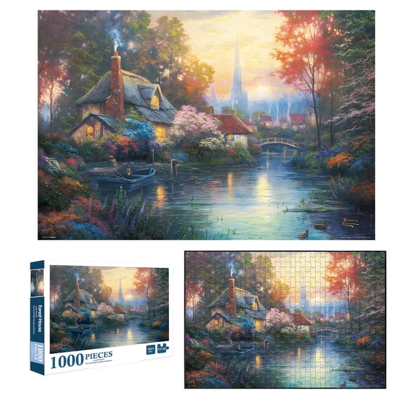 CYFW Forest Cabin Jigsaw Puzzles 1000 Pieces,Unique Puzzles for Adults,Relaxing Brain Puzzles for Adults,29.5x19.7 Inches Gifts for Puzzle Lovers