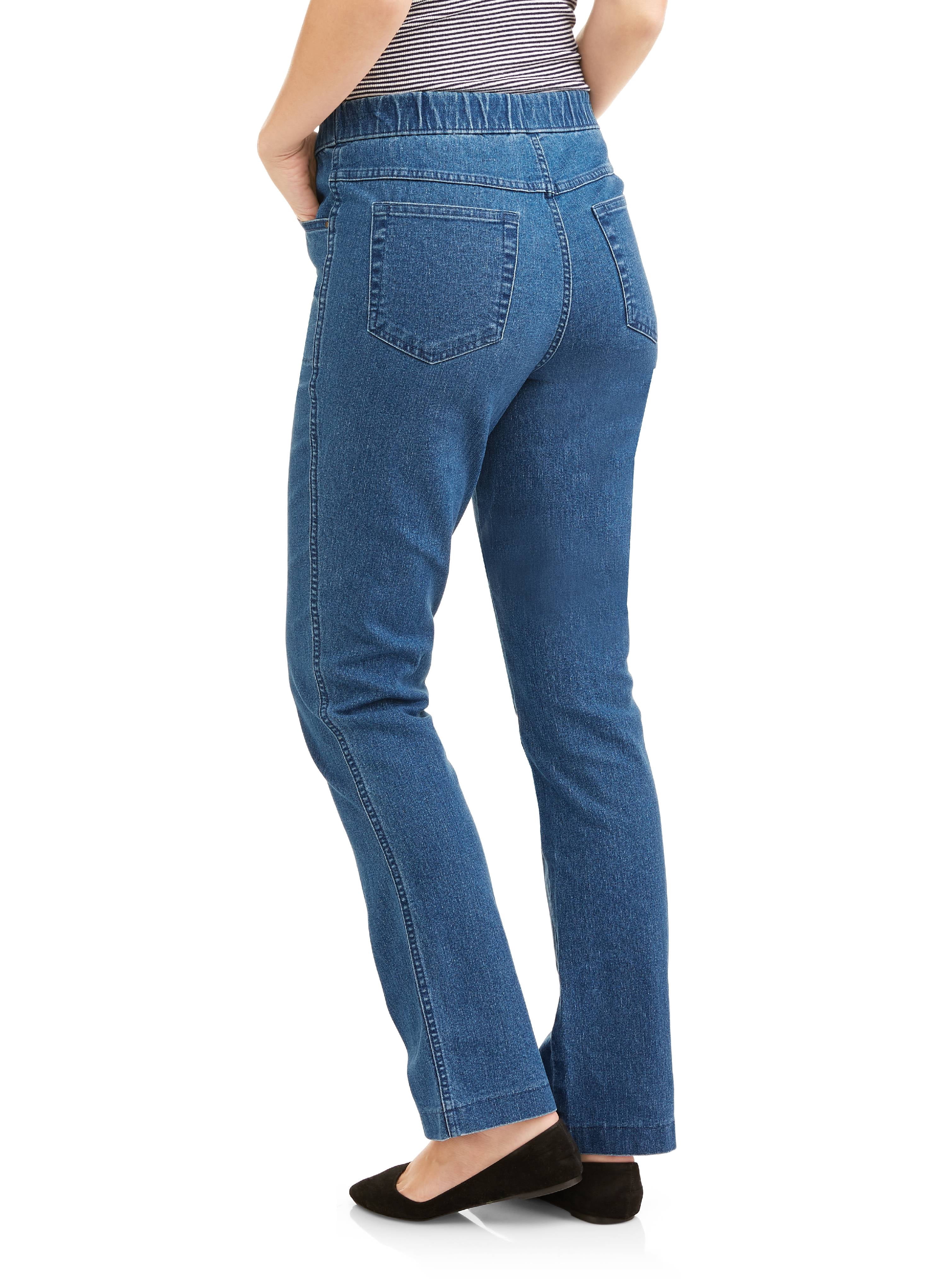 RealSize Women's 4 Pocket Stretch Pull On Bootcut Jeans, Sizes S-XXL, Available in Petite
