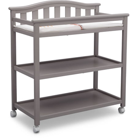 Delta Children Bell Top Changing Table with Casters, Greenguard Gold Certified, Grey
