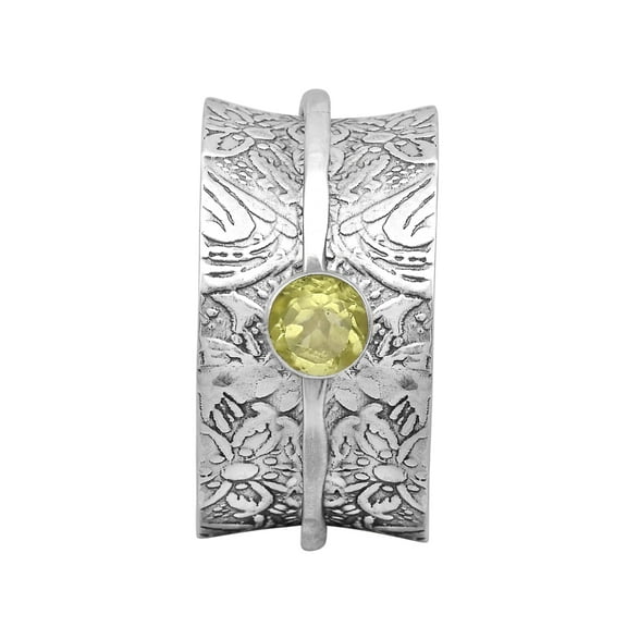 5MM Round Peridot 925 Silver Single Band Meditation Men Women Spinner Ring