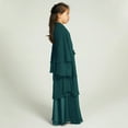 thumbnail image 5 of IBTOM CASTLE Kids Girls Muslim Abaya Dress Long Sleeve Chiffon Islamic Kaftan Robe Open Front Cardigan Prayer Dress with Hijab 3-4 Years Green, 5 of 9