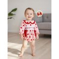 thumbnail image 5 of BemeyourBBs Baby Girl Valentine's Day Outfit Daddy's Girl Bubble Romper Heart Long Sleeve Bodysuit Bow Headband Newborn Spring Clothes, 5 of 9