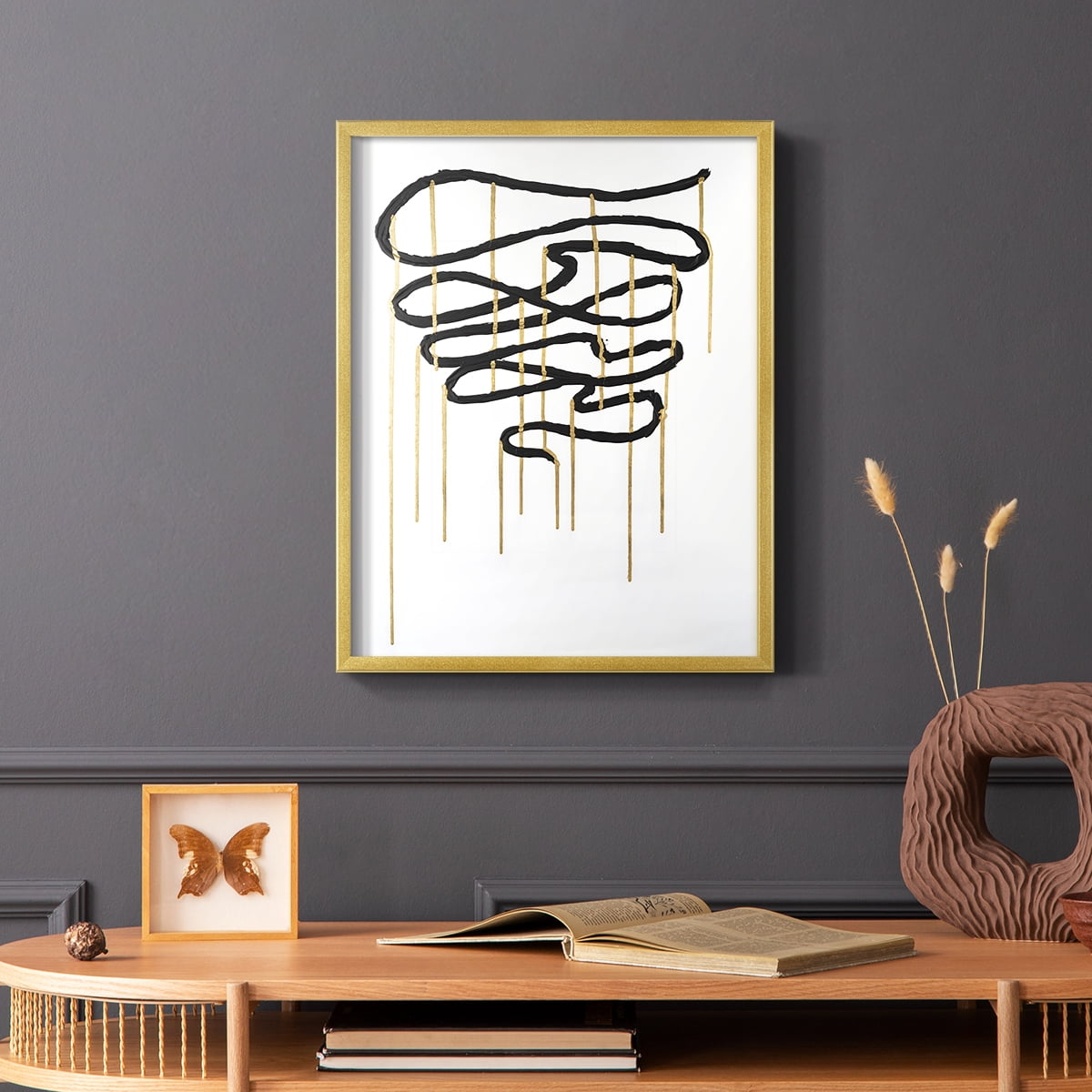 Weeping Ribbon I Framed Print in Gold Solid Wood 8 x 10 Framed Print
