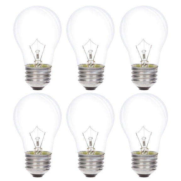 Simba Lighting Incandescent Appliance Light Bulb A15 25W E26 Medium Base, 120V 2700K, 6-Pack