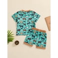 thumbnail image 3 of Suealasg Western Toddler Boys Clothes 6M 1T 2T 3T Short Sleeve Cattle Print T-Shirt Tops and Drawstring Shorts Sets 2Pcs Baby Boy Summer Casual Farm Outfits, 3 of 6