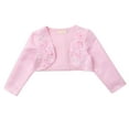 thumbnail image 3 of Fldy Kids Flower Girls Cover Up Bolero Long Sleeve Floral Embroidery Pageant Wedding Shrug Cardigan Pink 110, 3 of 7