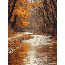Autumn Stream Forest Wall Art Canvas Painting， Suitable for Living Room， Bedroom， Office， Bathroom， and Hallway Decoration.