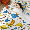thumbnail image 4 of Manfei Cartoon Guitar Microphone Twin Bedding Sets 7pcs, Cowboy Rustic Life Bedding Comforter Set, Stars Music Notes Horseshoes Sheet Sets, Super Cozy Room Decor, 4 of 8