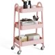 thumbnail image 1 of Carrito rodante utilitario OLIXIS de 3 niveles, metal rosa con ruedas, 1 of 5