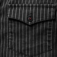 thumbnail image 7 of Denim Shirts for Men with Pockets Long Sleeve Button-Down Collared T Shirt Classic Stripe Printed Slim Fit Casual Washed Solid Comfort Tops, 7 of 7