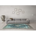 thumbnail image 3 of Ahgly Company Indoor Rectangle Medallion Light Blue Traditional Area Rugs, 4' x 6', 3 of 4