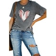 thumbnail image 4 of ABPHQTO Camiseta gris con estampado de corazón de béisbol para mujer, 4 of 5