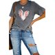 thumbnail image 4 of ABPHQTO Camiseta gris con estampado de corazón de béisbol para mujer, 4 of 5