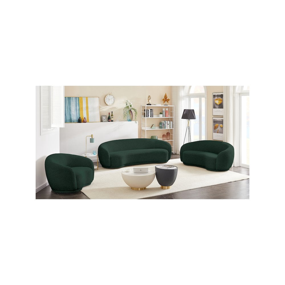 Meridian Furniture Hyde Green Boucle Fabric Sofa