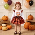 thumbnail image 2 of MEZZALL Girls Halloween Maple Leaf O-Neck Long Sleeve Tops Tunic Satin Skirt Headband Baby Thanksgiving Party Outfit Trendy Clothes Sets, 2 of 6