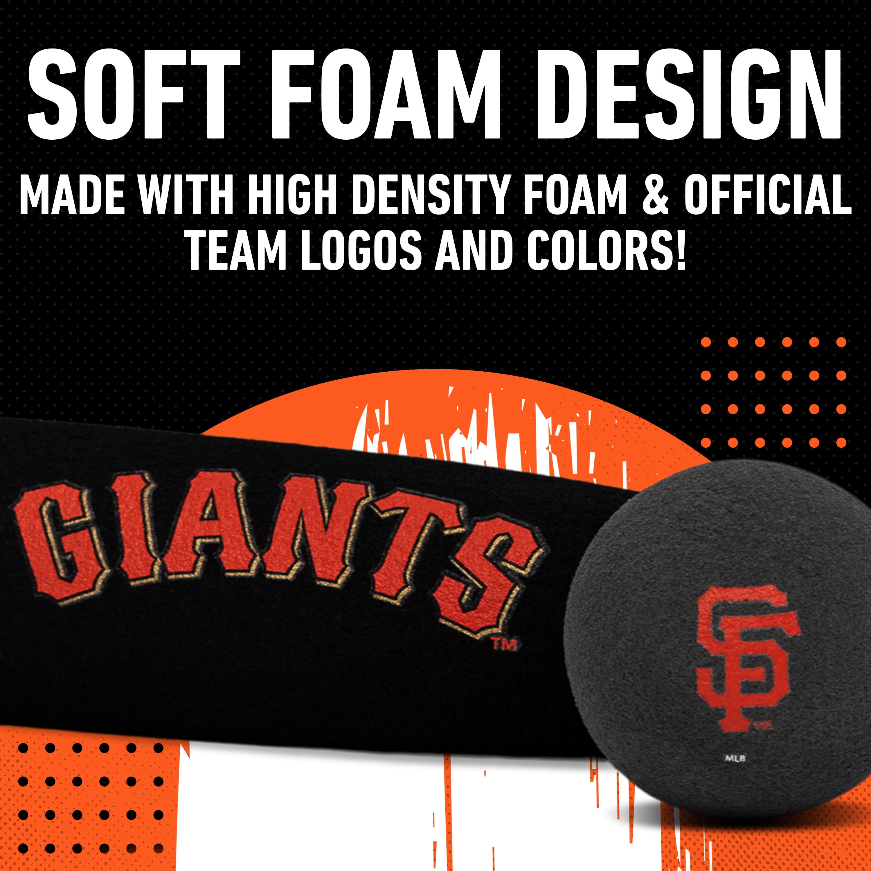 Franklin Sports MLB San Francisco Giants Foam Bat + Ball Set, 21 in