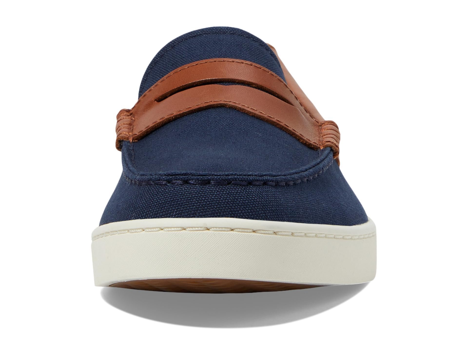 Cole Haan Nantucket Loafer II Mens 12 Blazer Blue Chestnut Canvas Penny Loafers Amazon.com | Cole Haan Men main image 3