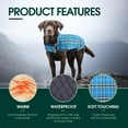 thumbnail image 4 of Kuoser Reversible Dog Coat Adjustable British Style Plaid Pet Jacket, Waterproof and Windproof, Blue, M, 4 of 8