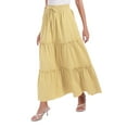 thumbnail image 1 of Women's High Waist Long Skirt Elastic Waisted Drawstring A-Line Swing Skirt Ruffle Solid Maxi Skirt S-2XL, 1 of 8
