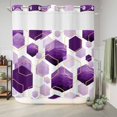 thumbnail image 6 of No Hook Shower Curtain with Built-in Rings - Purple White Gold Geometric Washable Waterproof Fabric Bathroom Curtains for Hotel,Rentals, 72 X 72 Inch Long , Modern Abstract Hexagon Pattern, 6 of 9