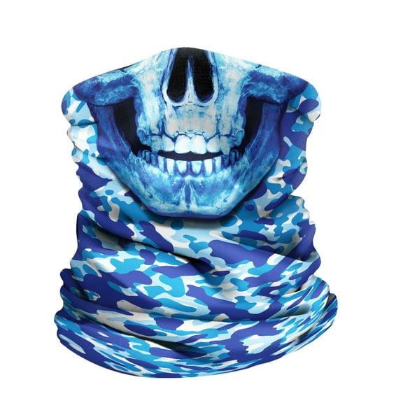 WIRESTER Bandana Seamless Tube Mask, Headwear, Scarf for Wear Face Coverings, Running, Cycling, Fishing, UV Protection - Blue Skull Camouflage