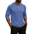 thumbnail image 3 of Resicozy Mens 3/4 Sleeve Tshirts Casual Henley Raglan Tops Classic Big and Tall Shirt Button Down Clothes Spring Summer Royal Blue M, 3 of 6