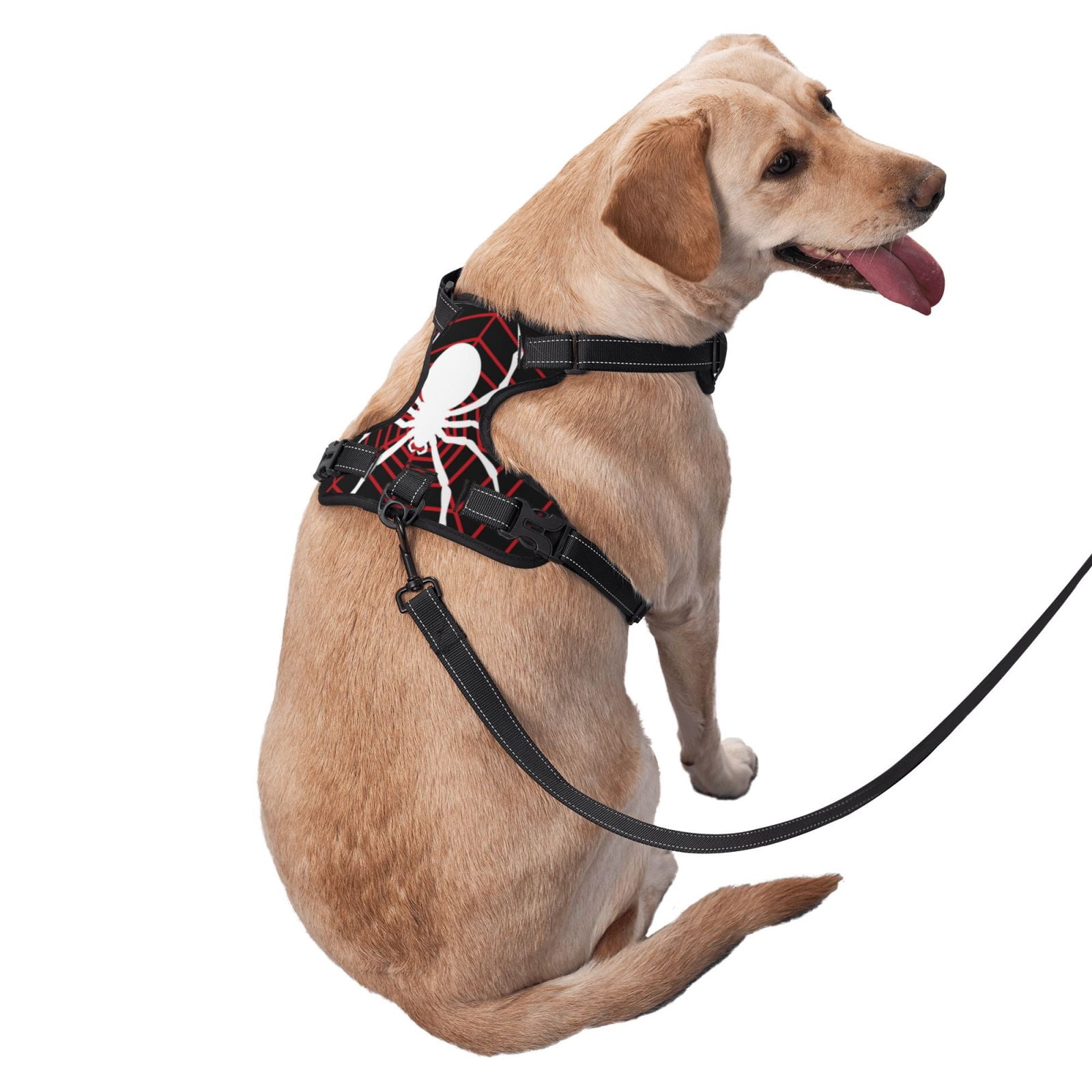 Vsdgher Spider On The Web Pattern Dog Harness,No Pull Pet Harness with Soft Padded Handle,Adjustable Reflective Vest with 2 Buckles,4 Slide Buckles,S-XL