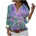 thumbnail image 2 of Royisotas Lapel Womens Tops Long Sleeve Casual Fall Womens Button Down Blouses and Tops Pink Floral Graphic Collared Button up Shirts, 2 of 5