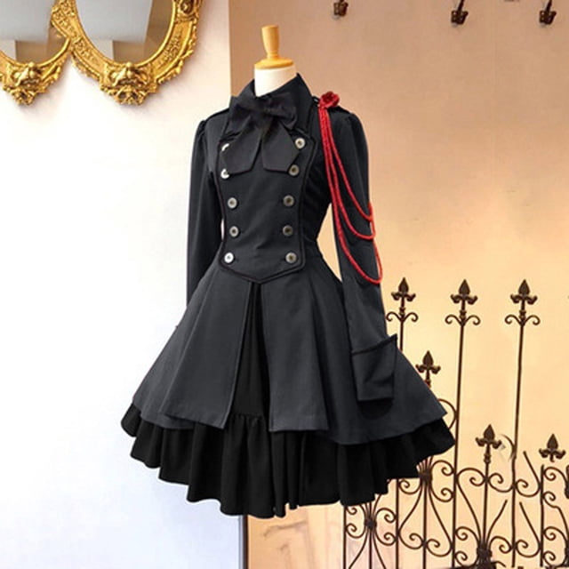 DPTALR Robe Princesse Vintage Gothique à Col de Cour Patchwork pour Femmes