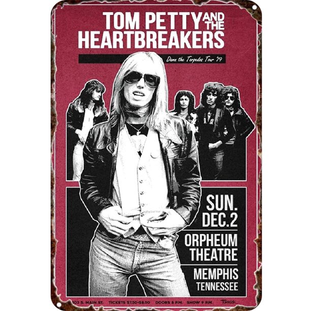 Placa Metal Vintage Tom Petty Band Pintura Hierro Rectangular Del 20x30cm