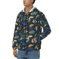 thumbnail image 3 of Wukai Undersea Animals Print Men's Zip-Up Hoodie,Fleece Full-Zip Hoodie for Men, Hooded Sweatshirt-Small, 3 of 5
