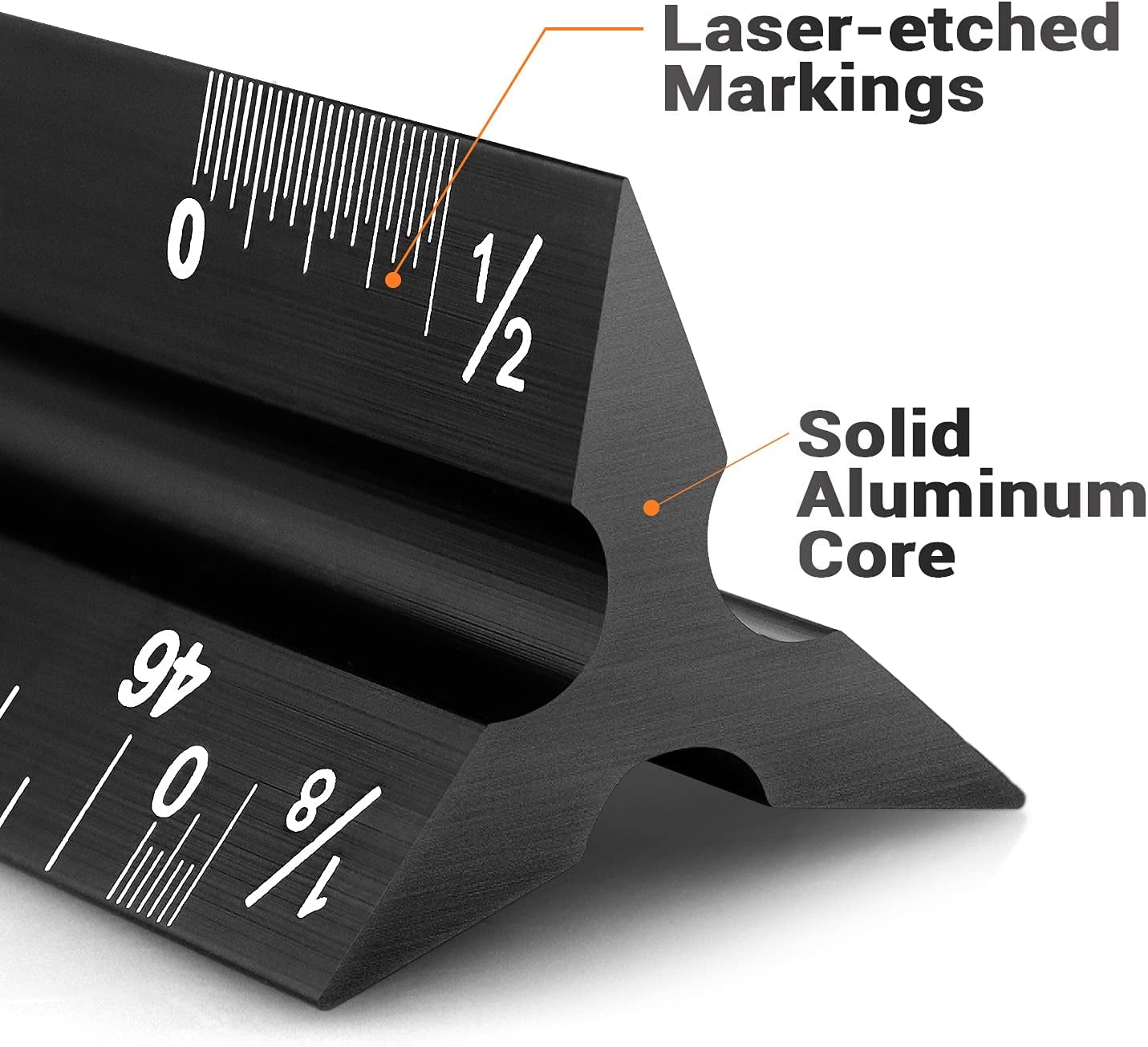 UPITOR Architectural Triangular Scale Ruler - Includes 12 inch Aluminum Architect Scale and Triangular Ruler - Suitable for Architects, Draftsmen, and Engineers Black