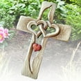 thumbnail image 1 of Croix Sculptée à la Main, Croix Sculptée Coeurs Entrelacés Pendentif Croix en Bois, 1 of 5