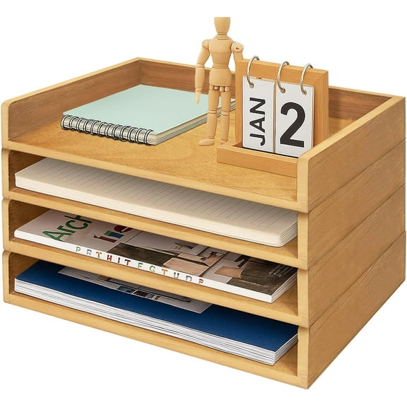 ANHXN desktop paper tray organizer, stackable paper rack and letter tray, desktop file storage rack for learning, home, and office use