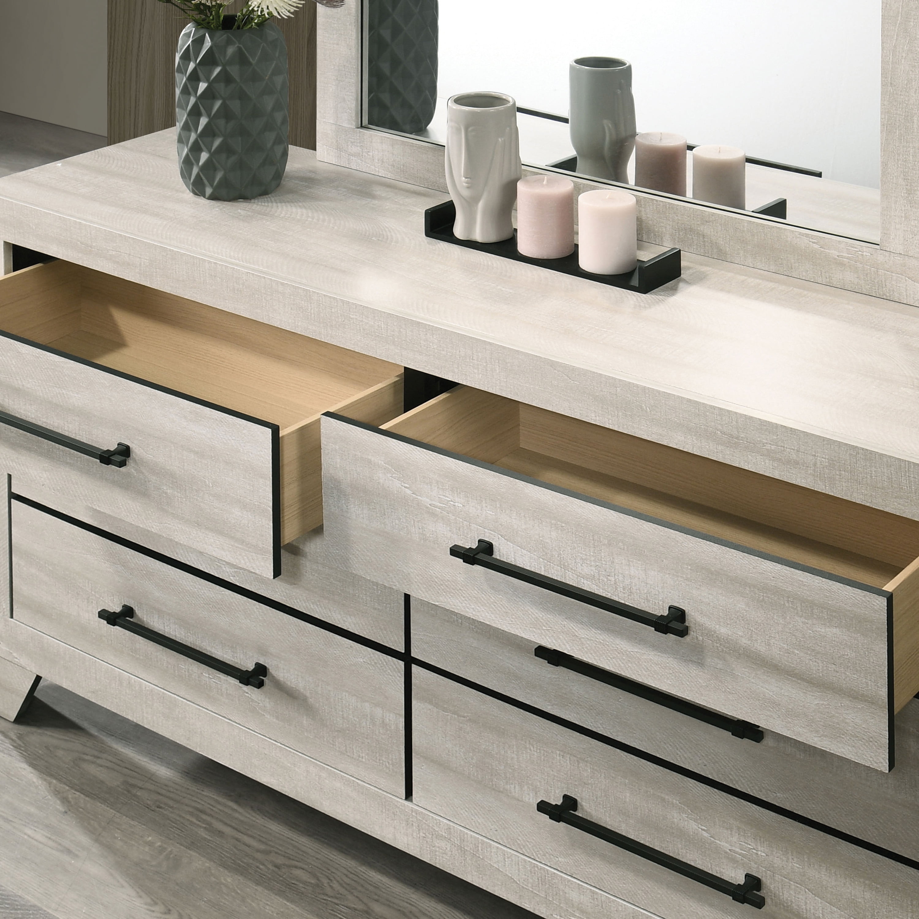 Furniture of America Baurke Modern 6-Drawer Dresser, Light Gray