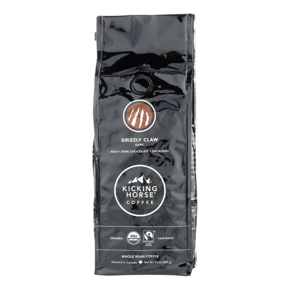KICKING HORSE - Organic Dark Roast Whole Bean Coffee Blend - 10 oz, Case of 6