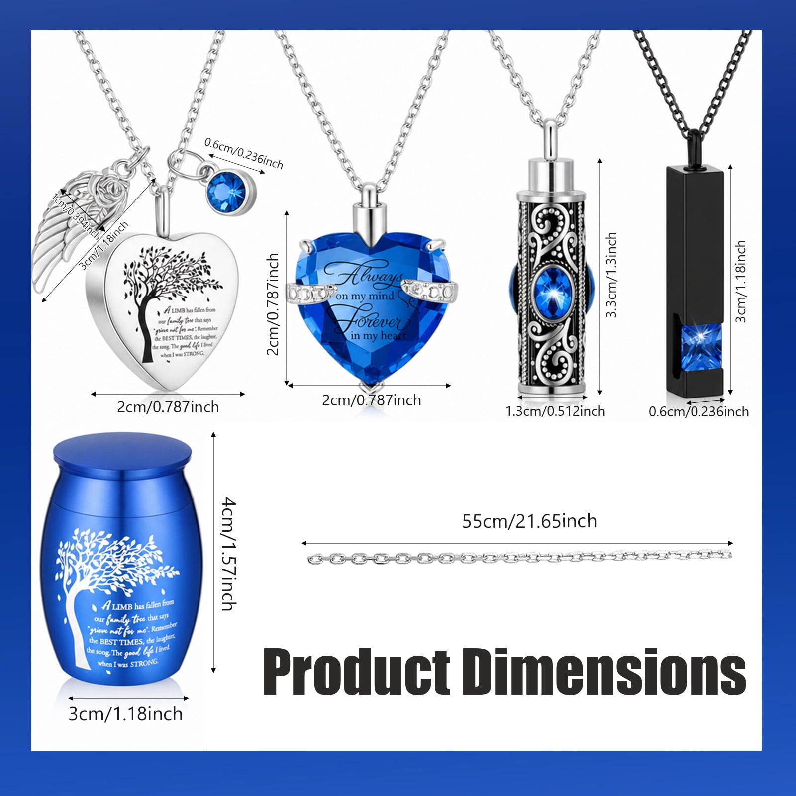 4Set Cremation Urn Necklace Set Tree of Life Pattern Small Pet Ash Memorial Keepsake Urn Mini Funeral Ashes Holder for Human Pet Loved Ones