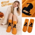 thumbnail image 2 of Halloween Mid Calf Slipper Socks for Women Thick Plush Warm Fuzzy Home Lounge Socks with Festive Graphic Ultra Soft Non-Slip Ideal for Cozy Indoor Wear and Cold Seasons Orange, 2 of 7
