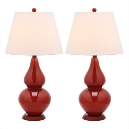 Safavieh Cybil Glass Double Gourd Lamp in Chinese Red (Set Of 2)