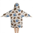 thumbnail image 2 of Beige Background Football Helmets Pattern Blanket Hoodies for Kids 6-13YR Oversize Wearable Blanket Hoodies for Boys Girls Teens, 2 of 7
