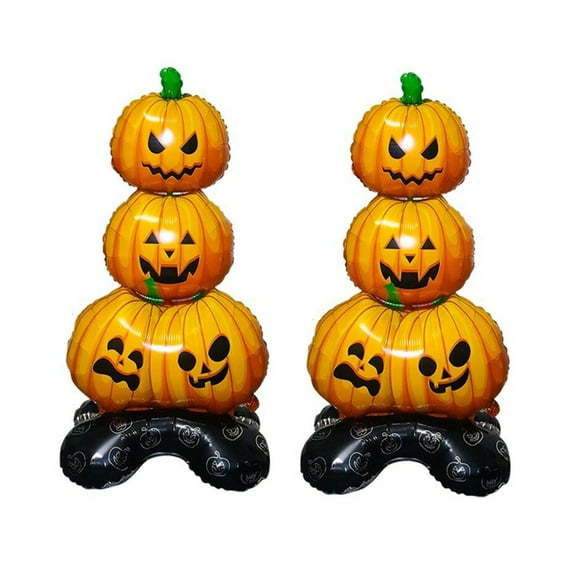 KANCOKIT 2Pcs Halloween Balloons Set, Large Foil Balloons for Indoor Outdoor Spooky Halloween Party Home Decoration,Pumpkin Pile