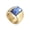 Gold Plated Blue, variant on Women's Stainless Steel Square Glass Ctystal Inlay Chunky Engagement Ring Trendy Gemstone Wedding Jewelry Gold Champagne Stone Size 7