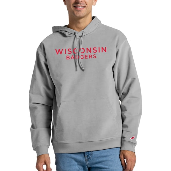 Men's League Collegiate Wear Gray Wisconsin Badgers Stretch Corduroy Pullover Hoodie
