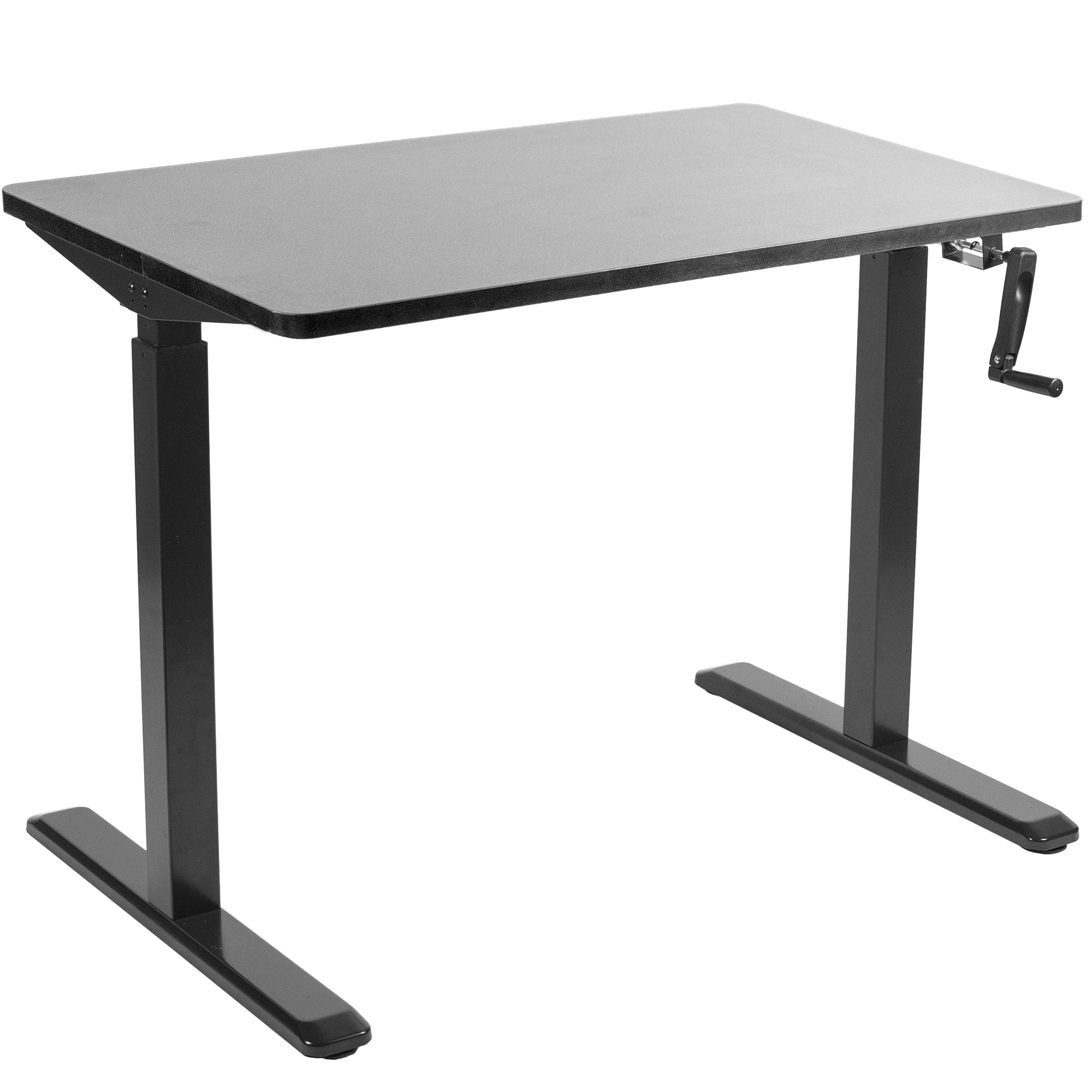 VIVO Manual 43” x 24” Stand Up Desk Black Table Top, Black Frame