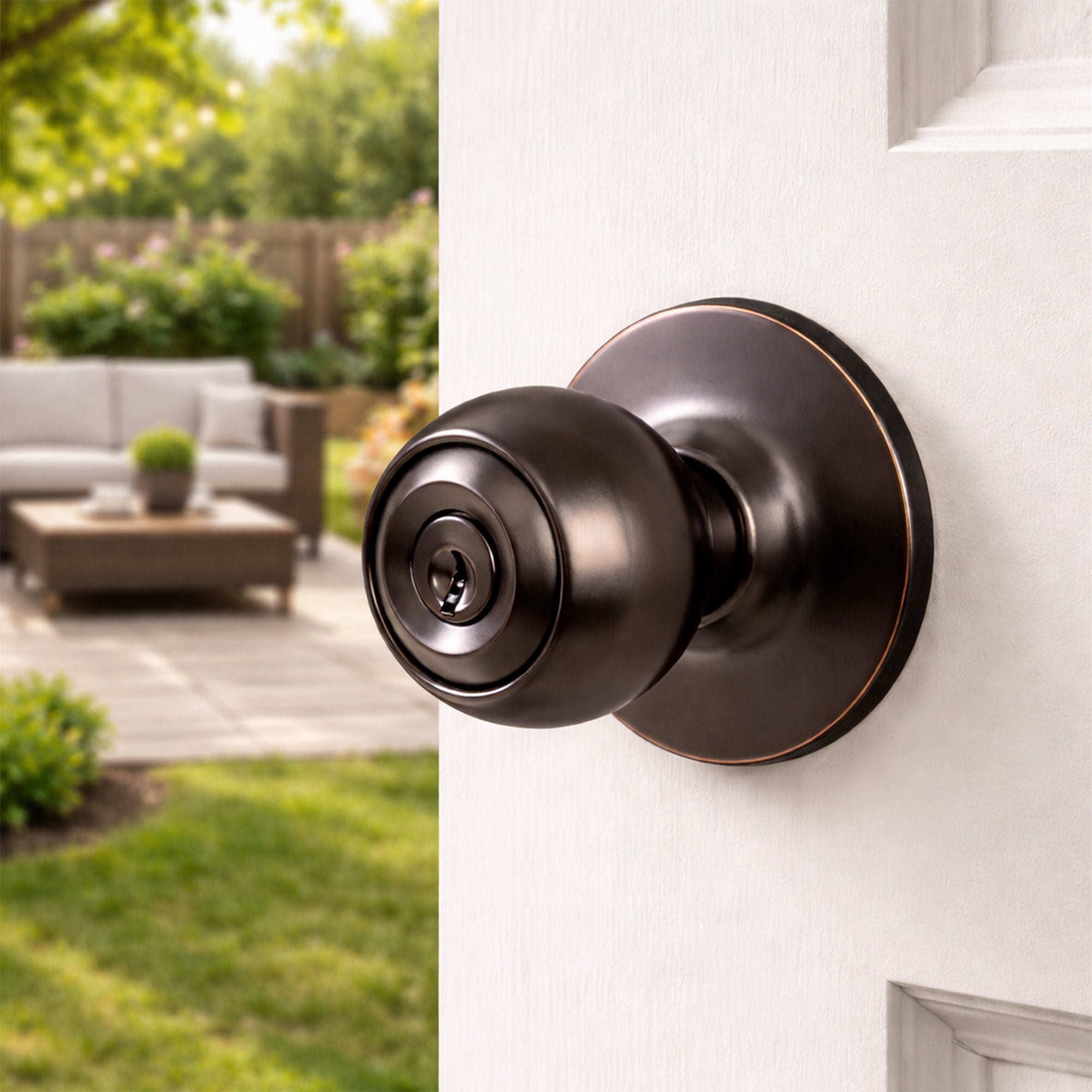 Ball Keyed Entry Door Knob, Oil Rubbed Bronze Finish, ANSI Grade-3, Left or Right Hand