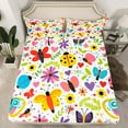 thumbnail image 2 of Castle Fairy Kawaii Butterflies Girl Twin Sheet Sets 3pcs,Floral Flowers Ladybug Twin Fitted Sheet Microfiber,Spring Garden Breathable Flat Sheet,Breathable Home Decor, 2 of 7
