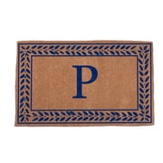 CocoMatsNMore Monogram V Blue Leafy Vines Border Doormats 38" x 60"