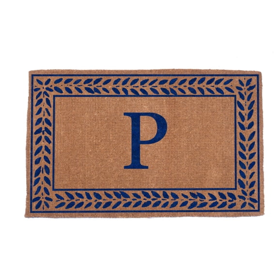 CocoMatsNMore Monogram (V) Blue Leafy Vines Border Doormats 38" x 60"