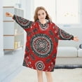 thumbnail image 5 of Abstract Red Black Geometric Pattern Flannel Wearable Blankets Hooded Design Long Sleeves Wrap Unisex for 3T-14Y M, 5 of 7
